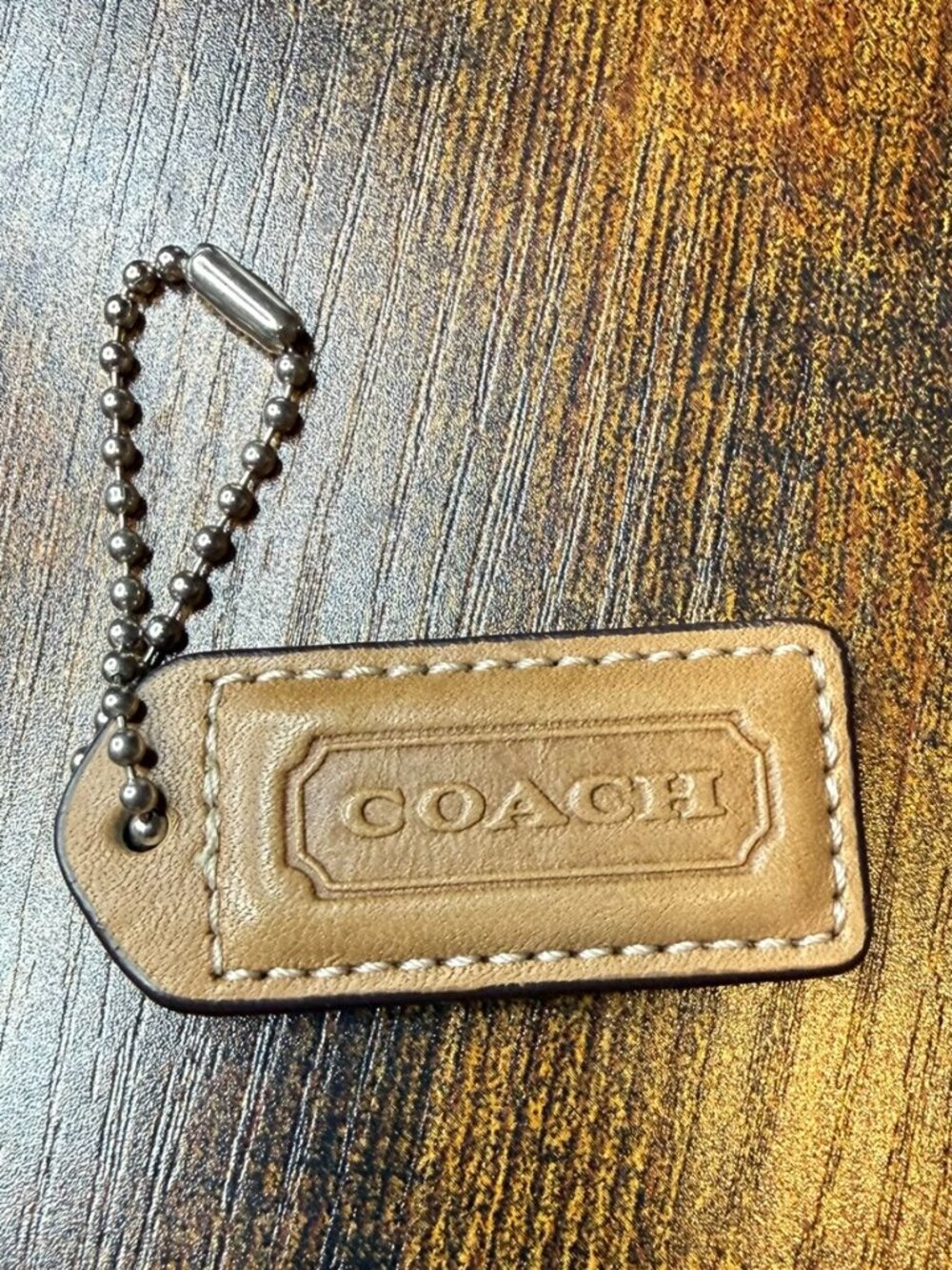 Coach Leather hang tag – Tan/Camel (2")